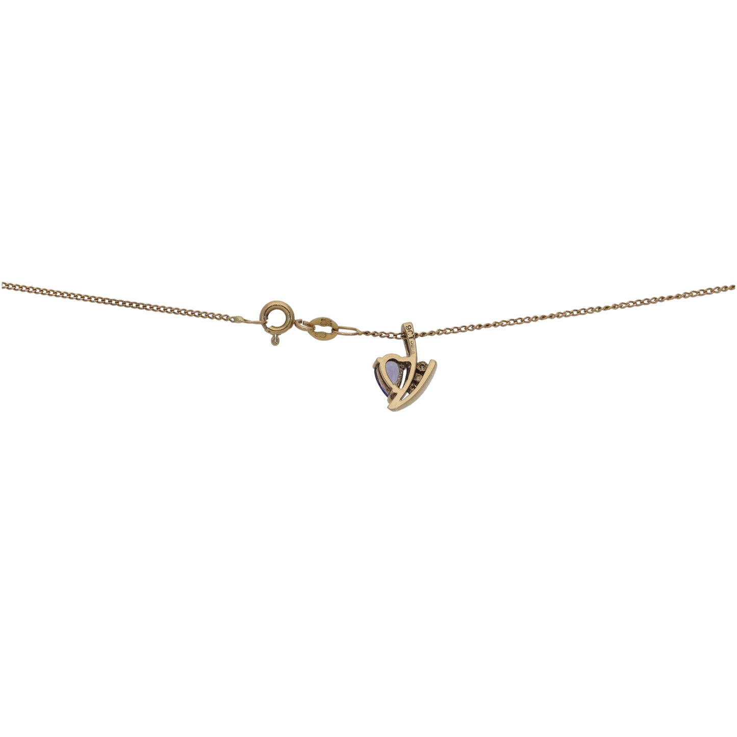 9ct Gold Tanzanite & 0.03ct Diamond Dress/Cocktail Pendant With Chain