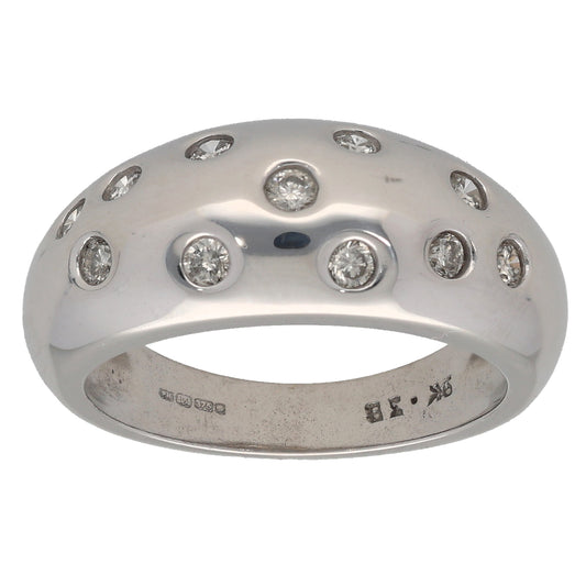 9ct White Gold 0.38ct Diamond Dress/Cocktail Ring Size M