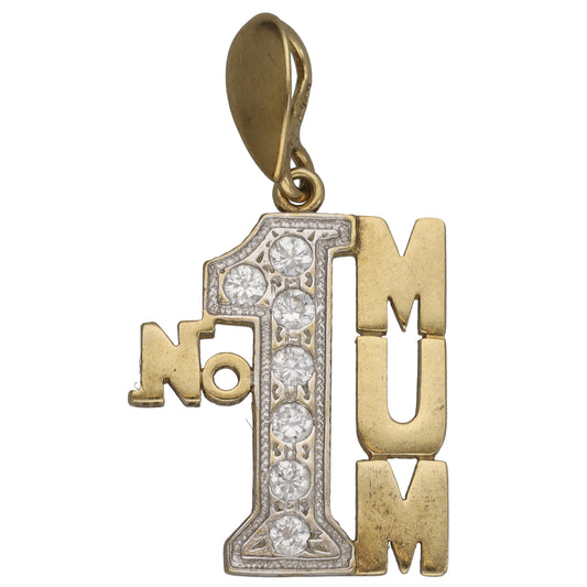 9ct Gold Cubic Zirconia Mum/Mother Pendant