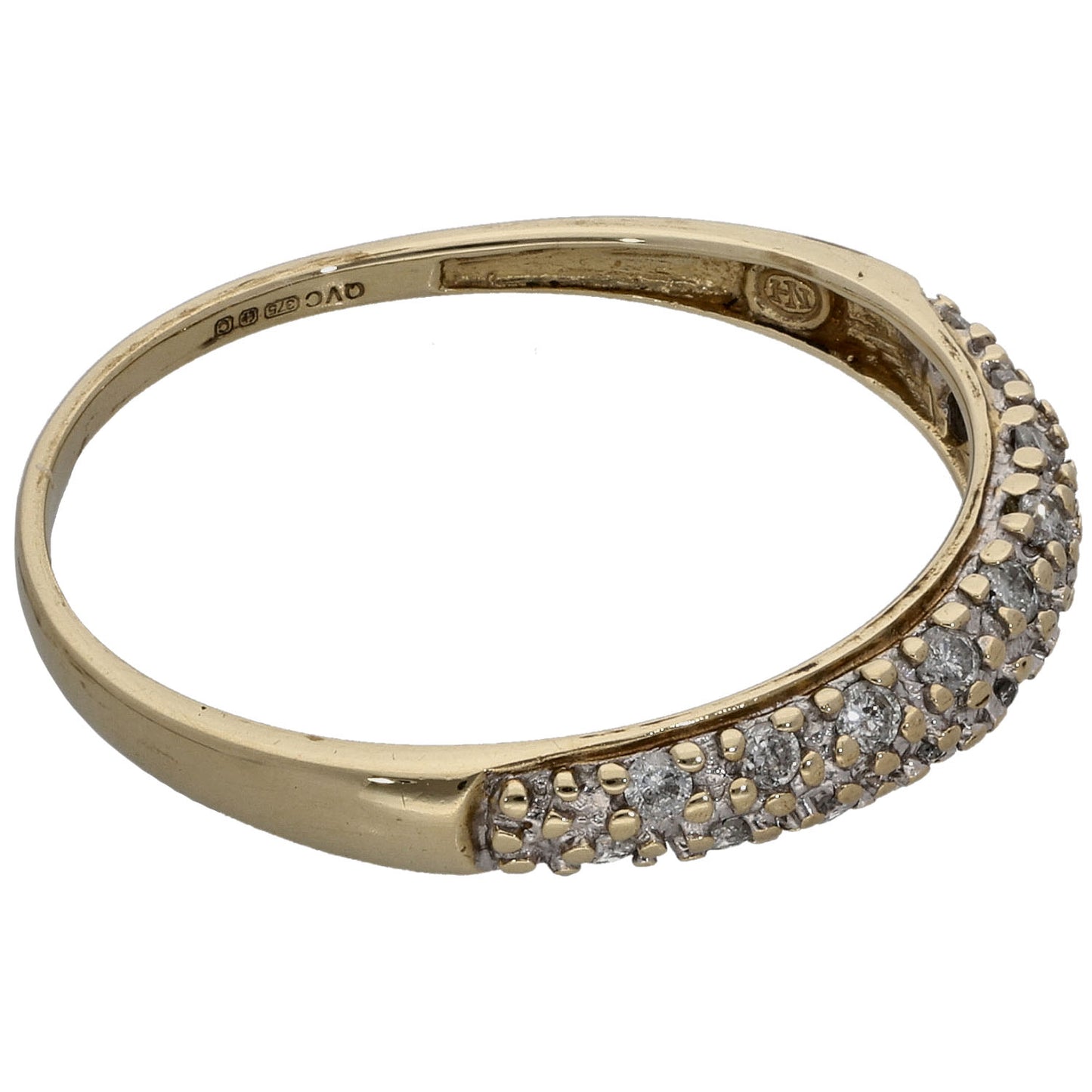 9ct Gold 0.18ct Diamond Half Eternity Ring Size T