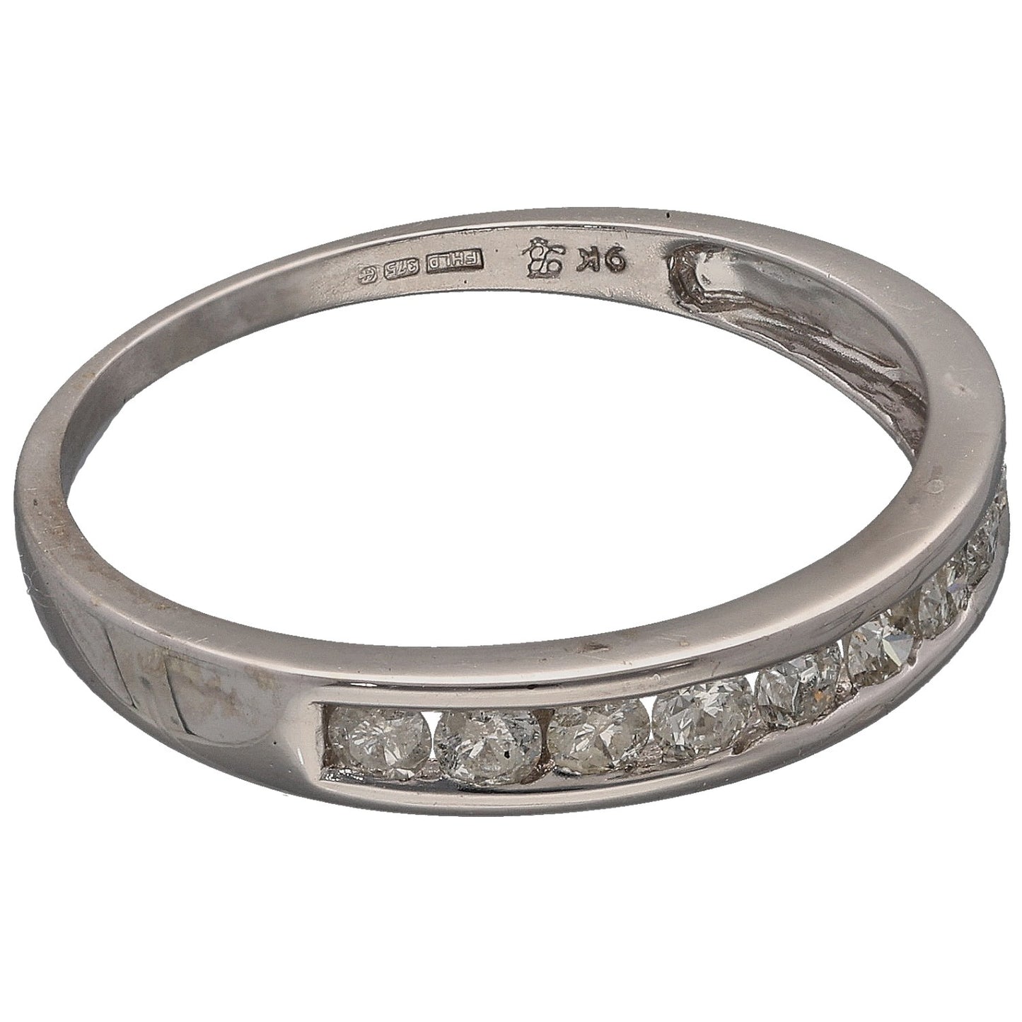 9ct White Gold 0.50ct Diamond Half Eternity Ring Size R