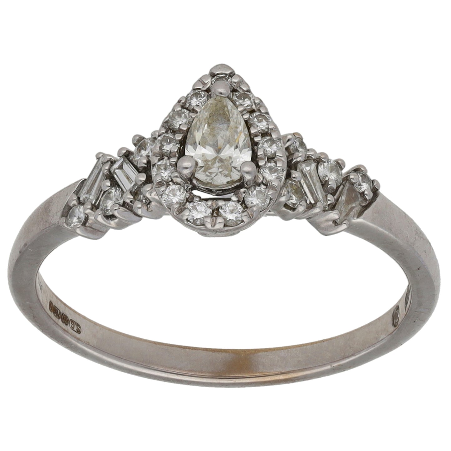 18ct White Gold 0.50ct Diamond Cluster Ring Size S