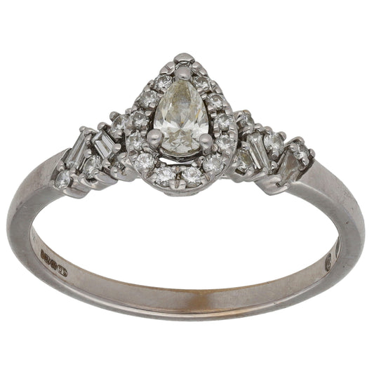 18ct White Gold 0.50ct Diamond Cluster Ring Size S