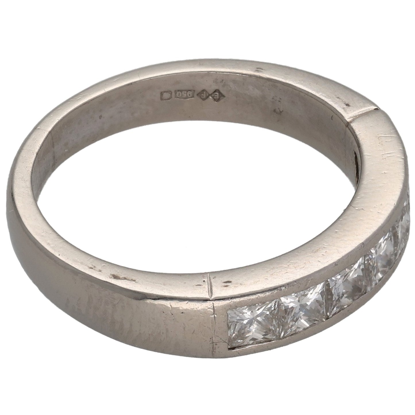 Platinum 0.84ct Diamond Half Eternity Ring Size P