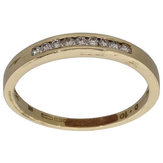 9ct Gold 0.10ct Diamond Half Eternity Ring Size M