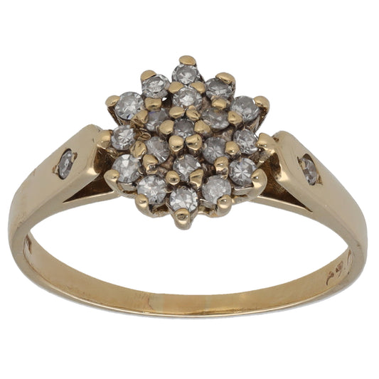 9ct Gold 0.21ct Diamond Cluster Ring Size L