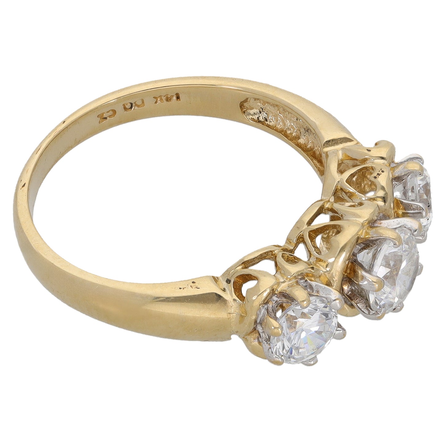 14ct Gold Cubic Zirconia Trilogy Ring Size M