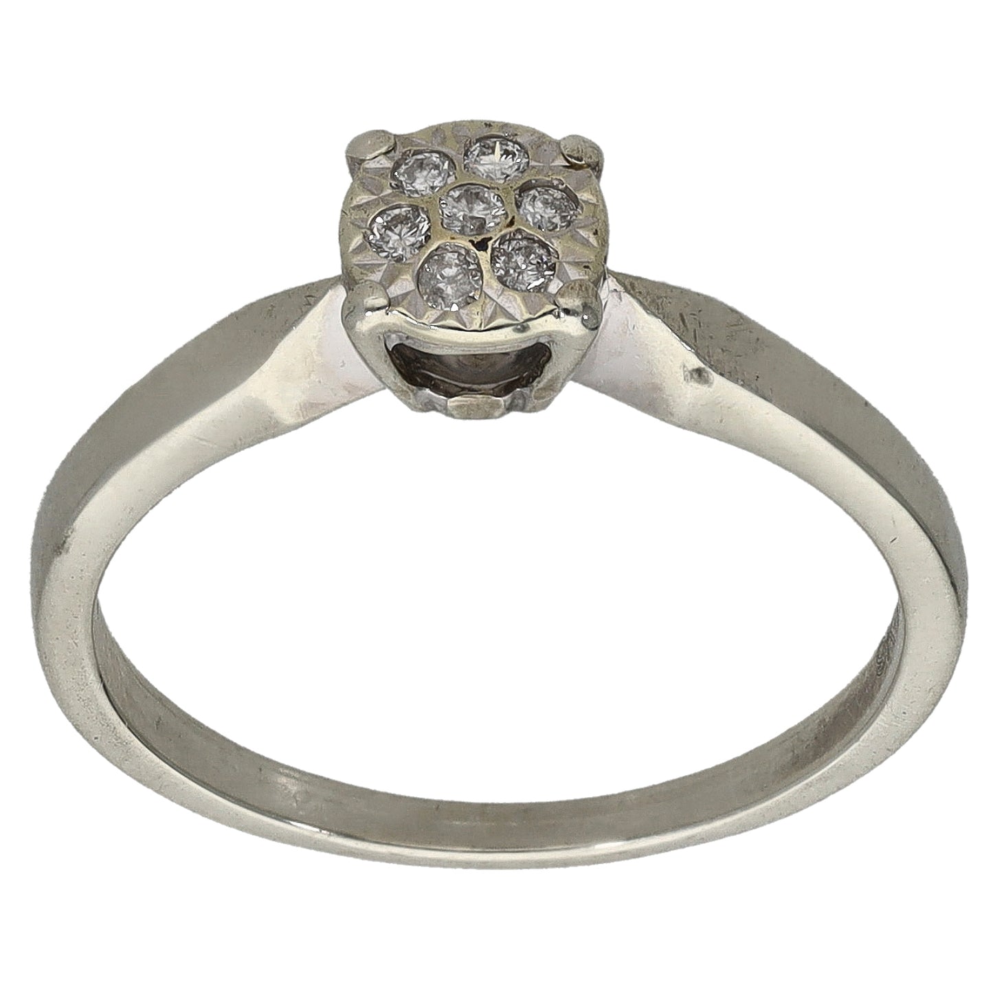 9ct White Gold 0.05ct Diamond Cluster Ring Size K
