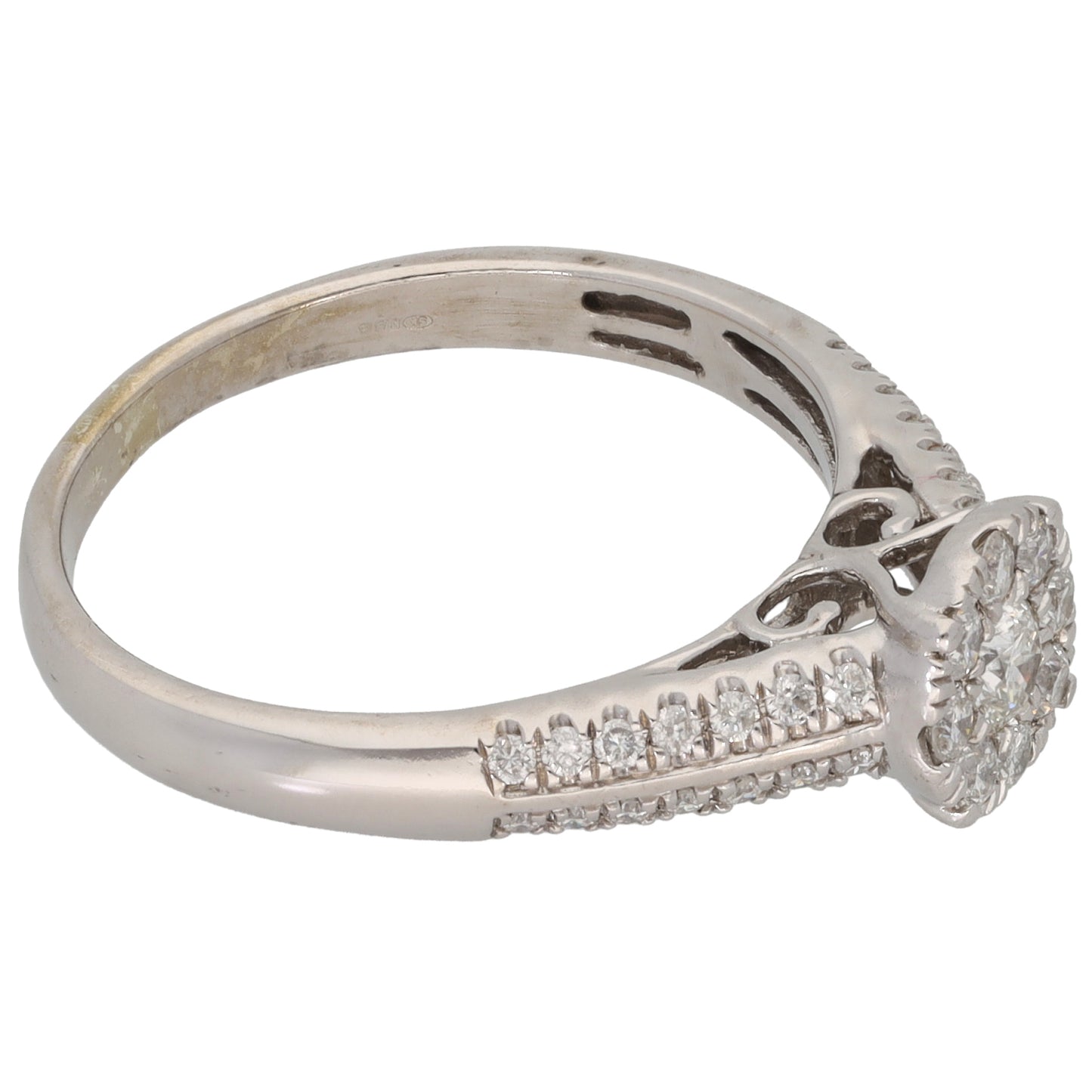 9ct White Gold 0.45ct Diamond Dress/Cocktail Ring Size O