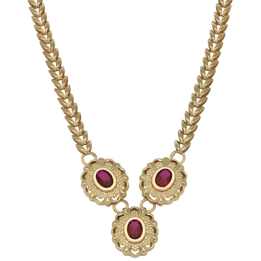 14ct Gold Imitation Gems Fancy Necklace 20"