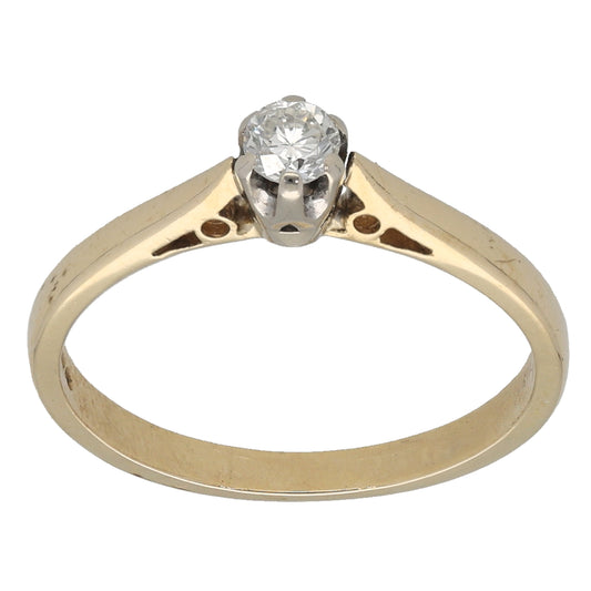 9ct Gold 0.15ct Diamond Solitaire Ring Size L