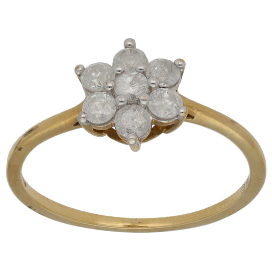 9ct Gold 0.70ct Diamond Cluster Ring Size N