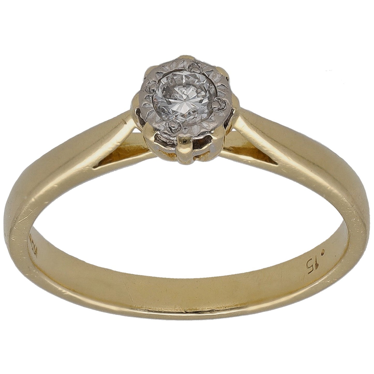 18ct Gold 0.15ct Diamond Solitaire Ring Size N