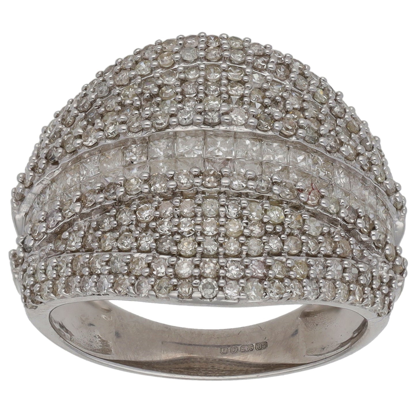 9ct White Gold 1.58ct Diamond Dress/Cocktail Ring Size O