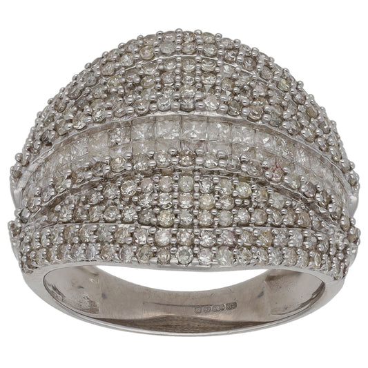 9ct White Gold 1.58ct Diamond Dress/Cocktail Ring Size O