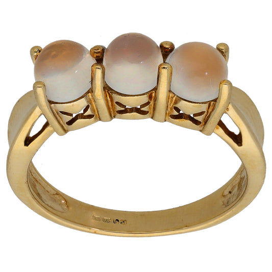 9ct Gold Moonstone Trilogy Ring Size N