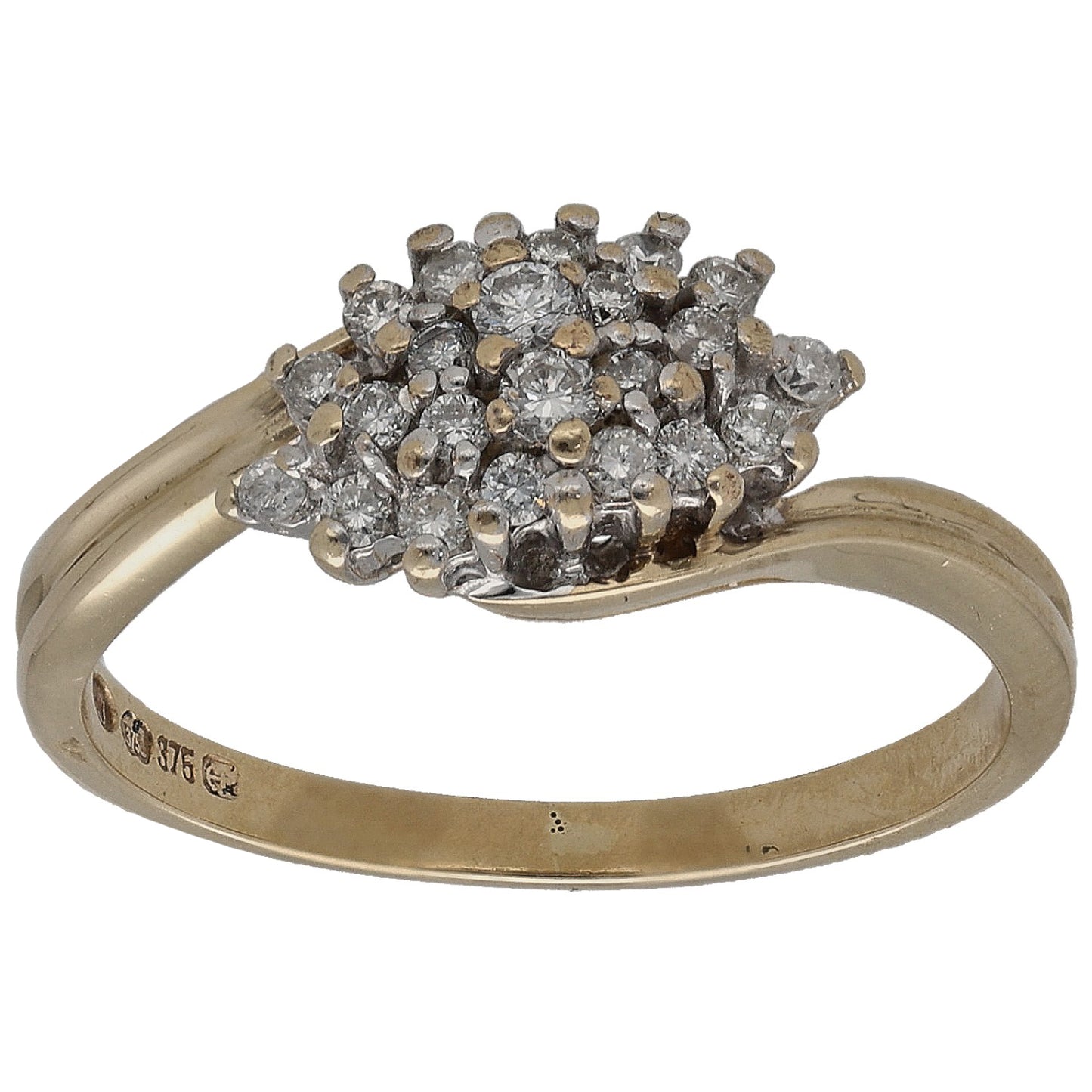 9ct Bicolour Gold 0.22ct Diamond Cluster Ring Size L