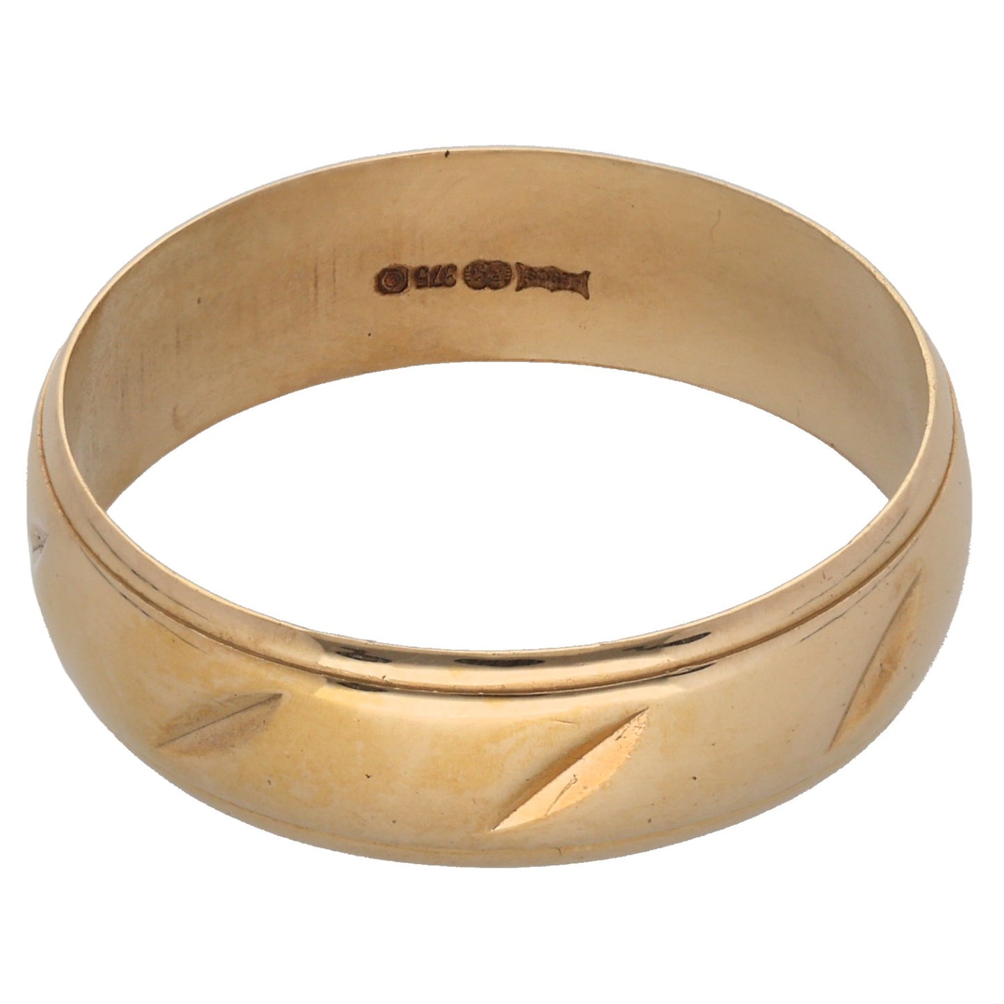 9ct Gold Patterned Wedding Ring Size Y