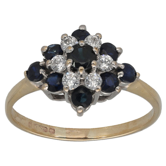 9ct Gold Sapphire & Cubic Zirconia Dress/Cocktail Ring Size L
