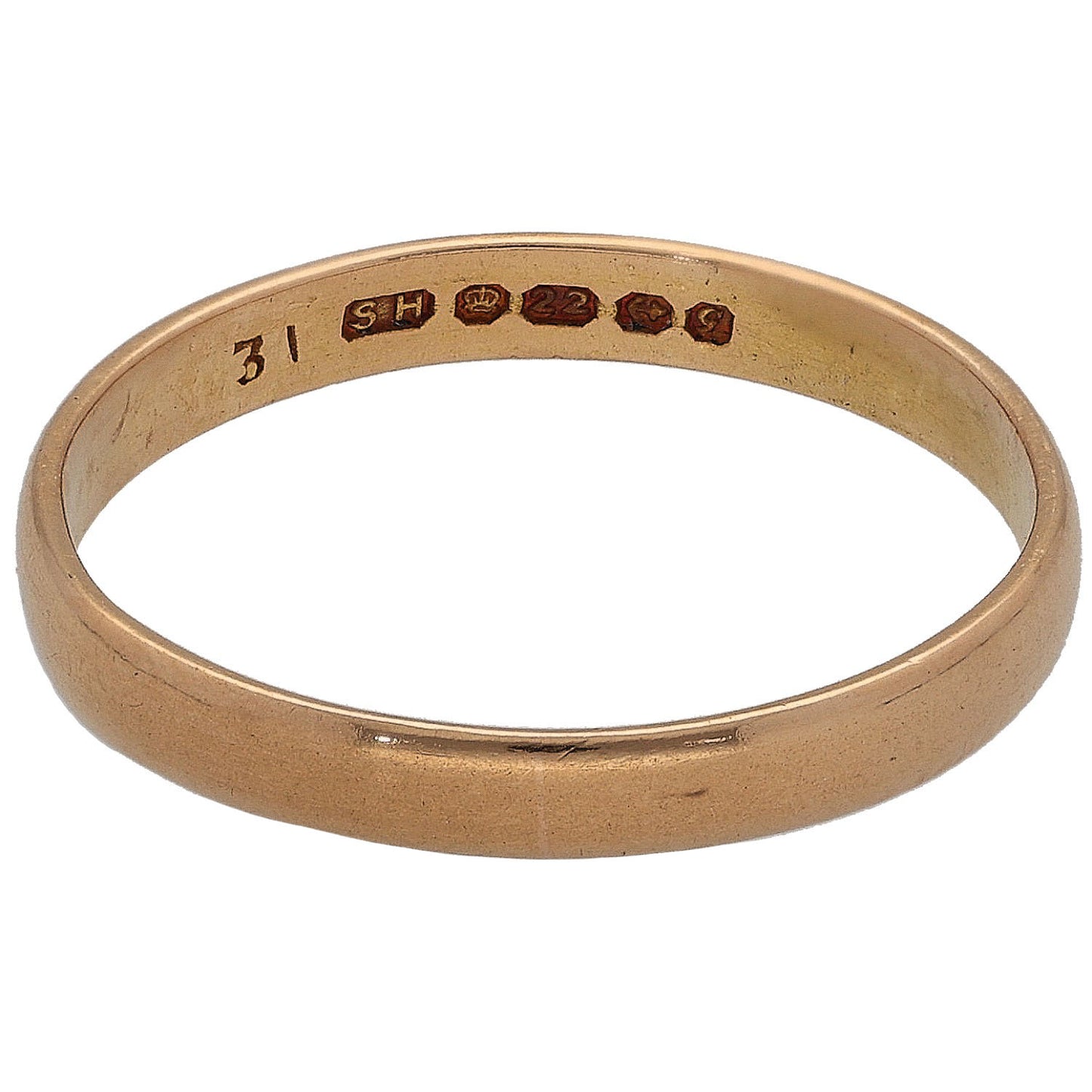 22ct Gold Plain Wedding Ring Size N