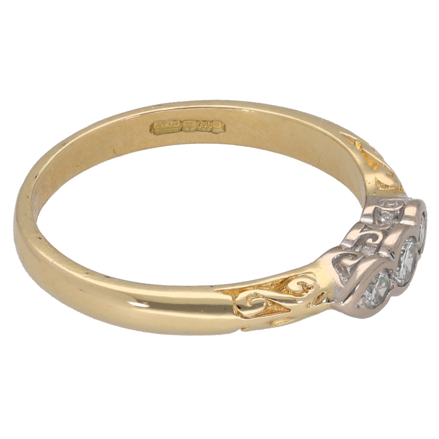 18ct Gold 0.25ct Diamond Trilogy Ring Size S