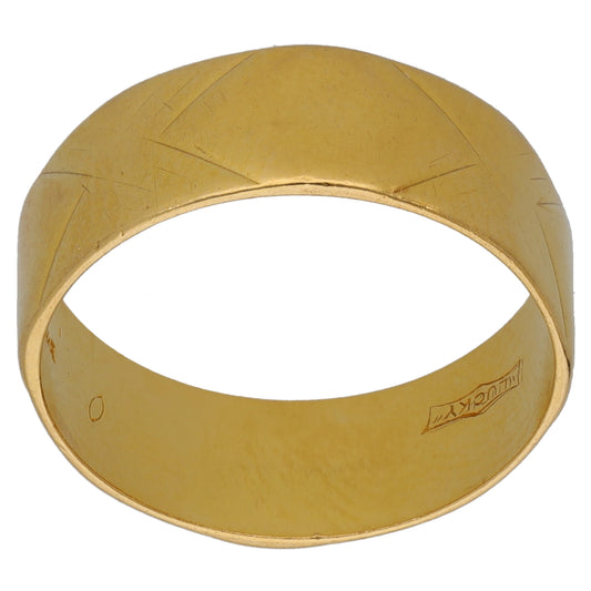 22ct Gold Patterned Wedding Ring Size O