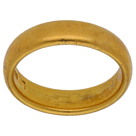 22ct Gold Plain Wedding Ring Size M