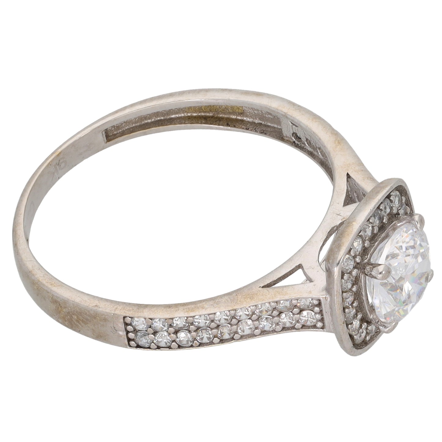9ct White Gold Cubic Zirconia Halo Ring Size P