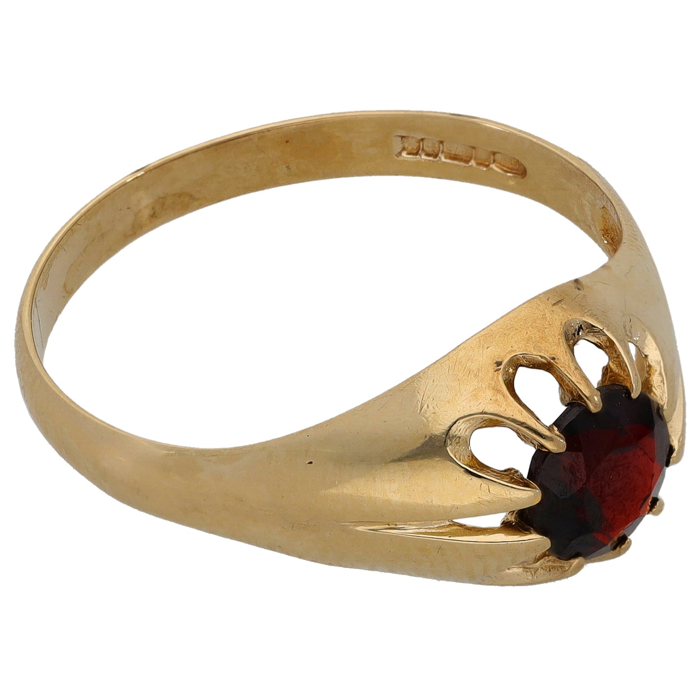 9ct Gold Garnet Single Stone Ring Size T