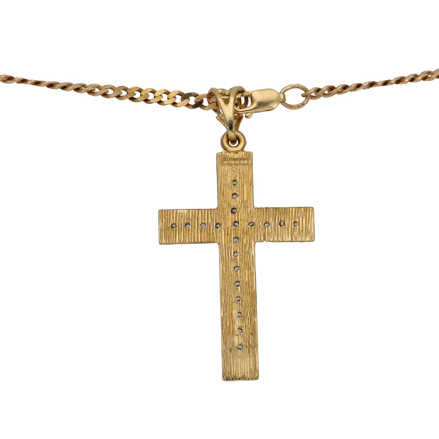 9ct Gold Cubic Zirconia Cross Pendant With Chain