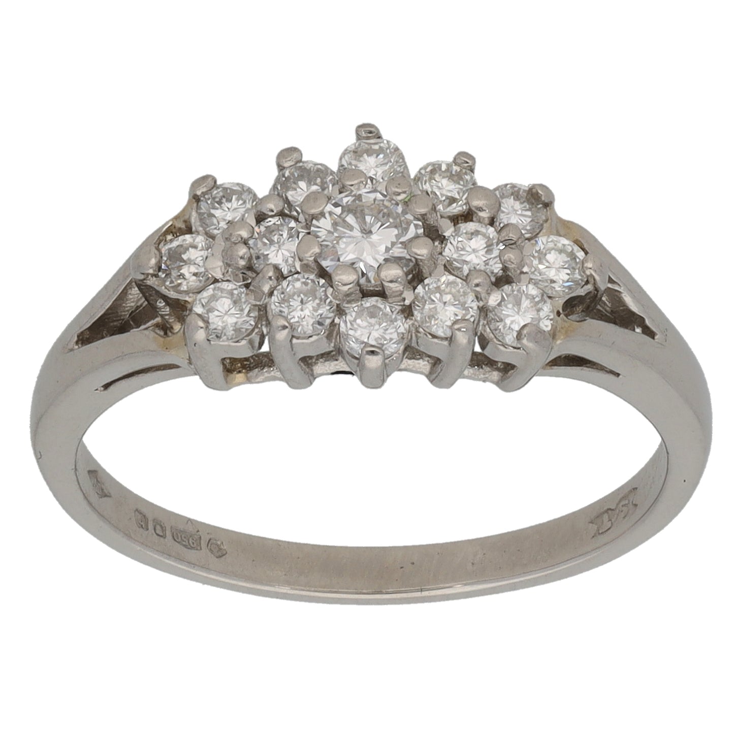 Platinum 0.52ct Diamond Dress/Cocktail Ring Size M