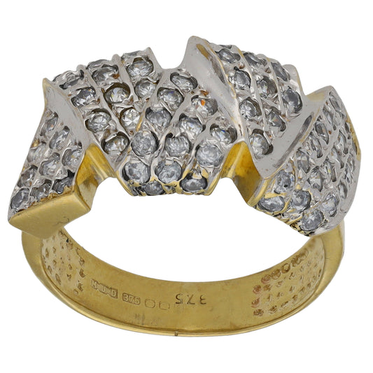 9ct Gold Cubic Zirconia Dress/Cocktail Ring Size N