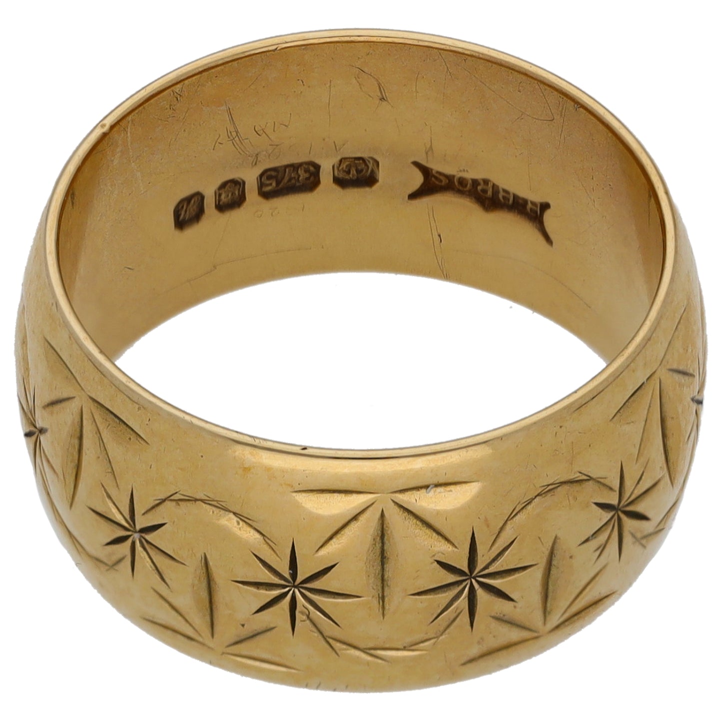 9ct Gold Patterned Wedding Ring Size O