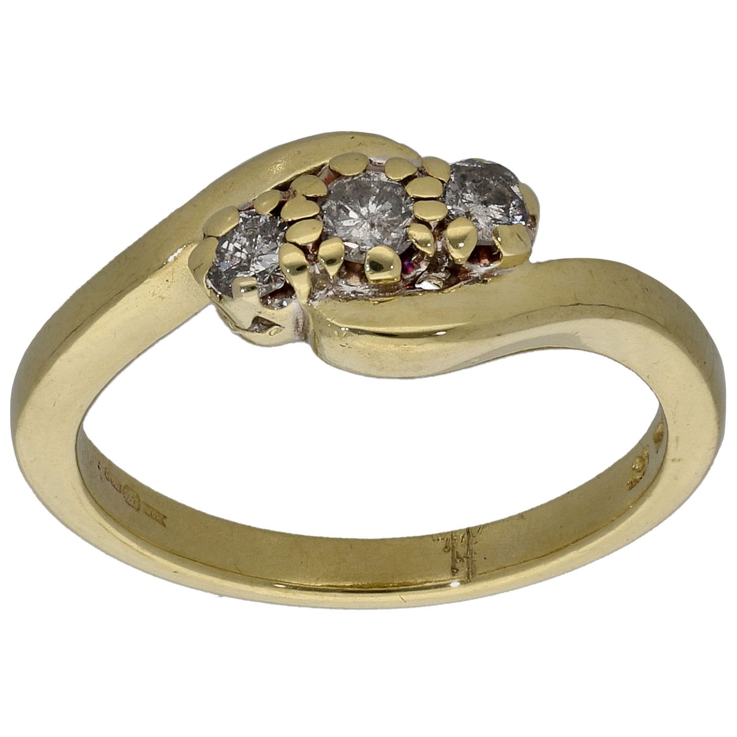 18ct Gold 0.25ct Diamond Trilogy Ring Size K