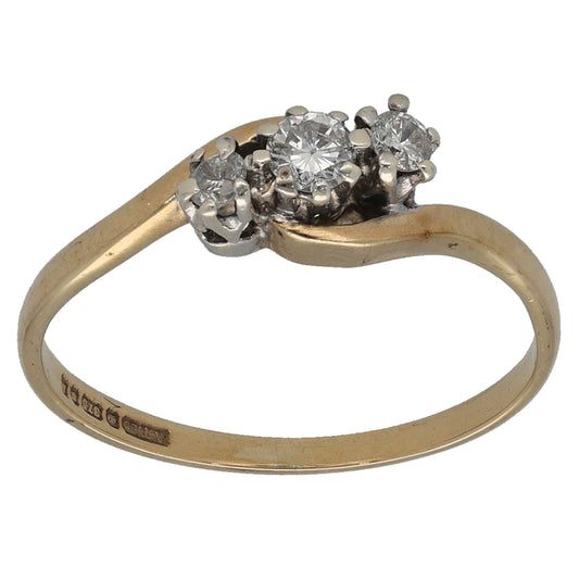 9ct Gold 0.20ct Diamond Trilogy Ring Size N