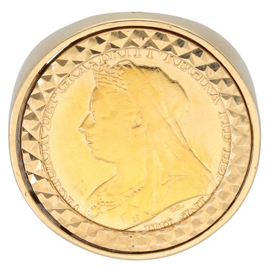 9ct Gold Coin Ring Size R