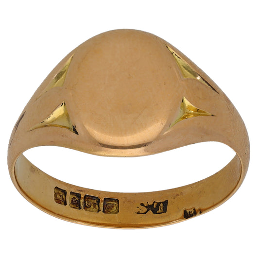 18ct Gold Plain Signet Ring Size T