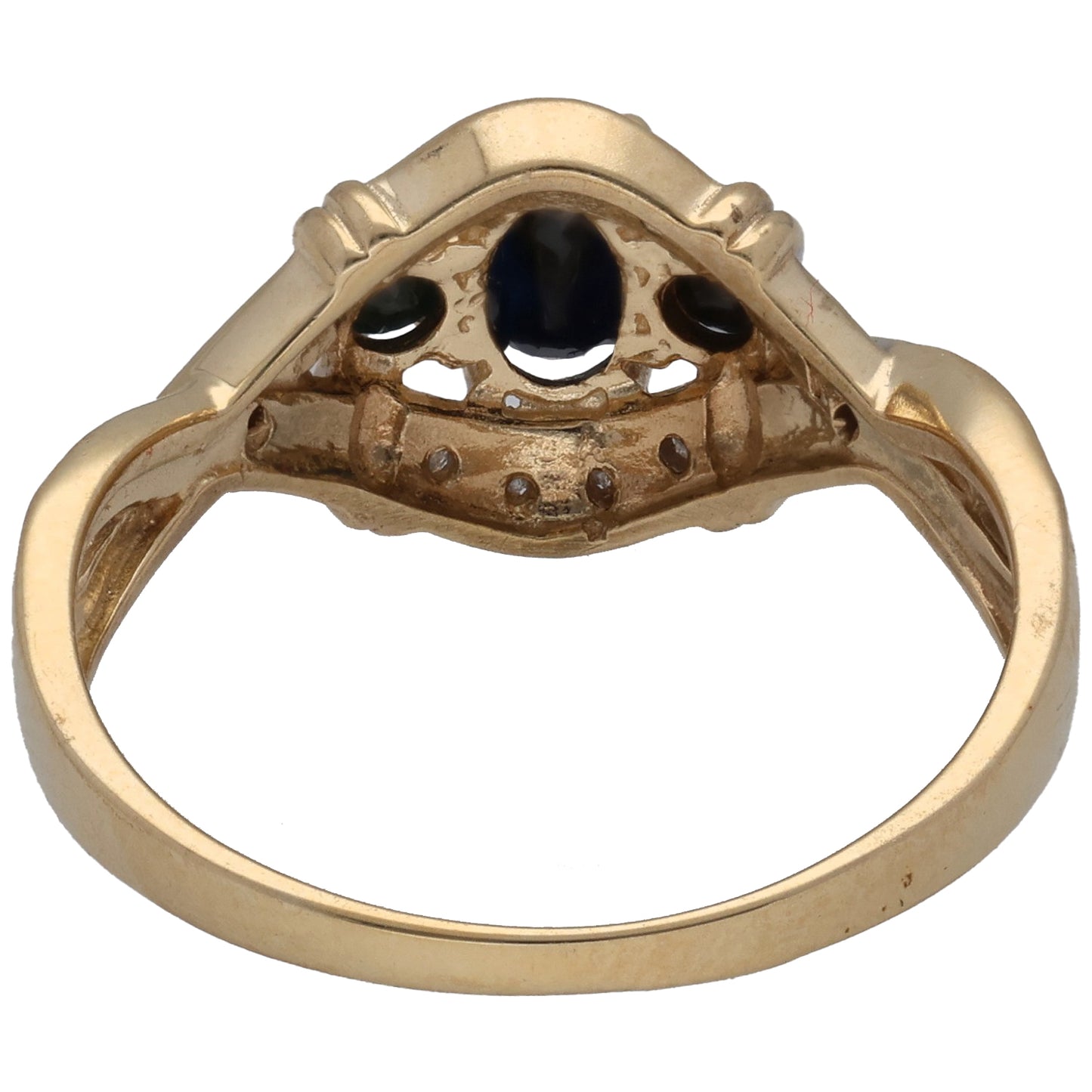 9ct Gold Sapphire & 0.05ct Diamond Dress/Cocktail Ring Size O