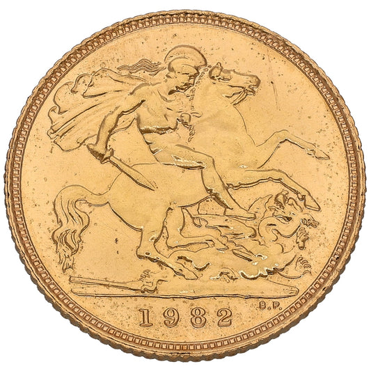 22ct Gold Queen Elizabeth Half Sovereign Coin 1982