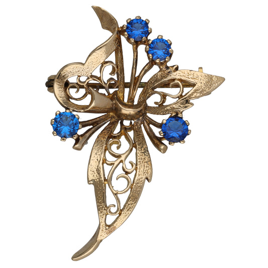 9ct Gold Imitation Gems Pin Brooch