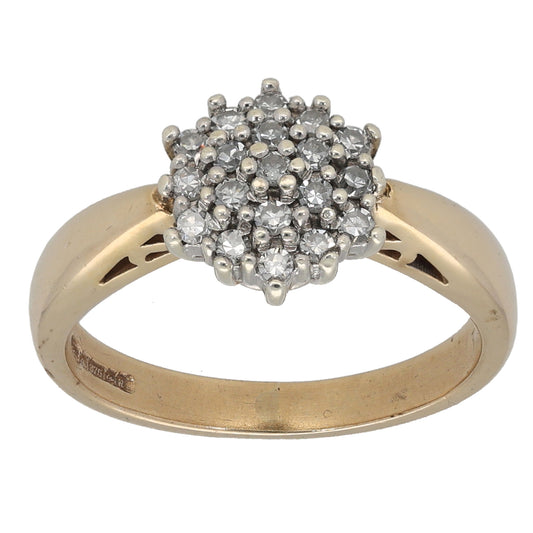 9ct Gold 0.20ct Diamond Cluster Ring Size L