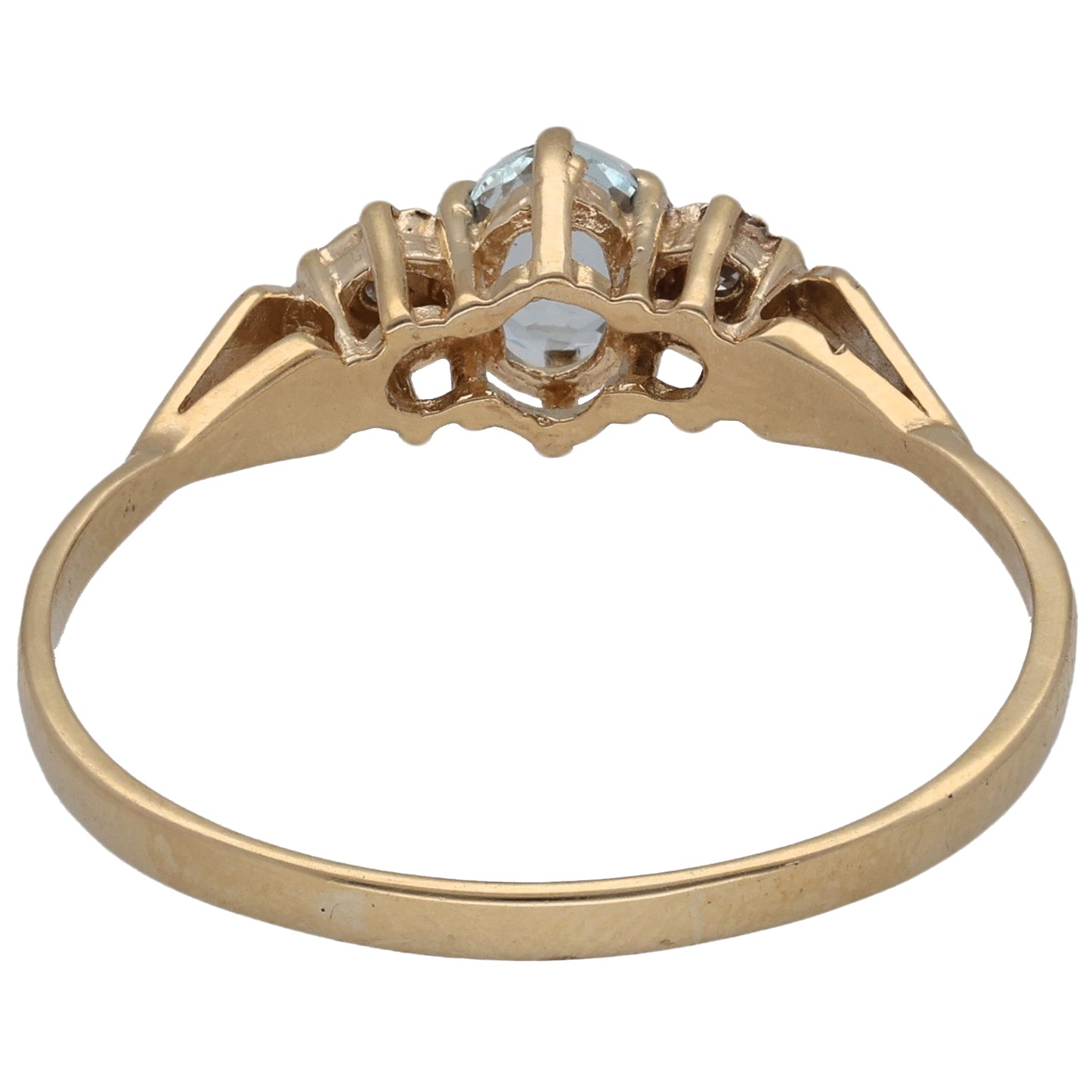9ct Gold Aquamarine & 0.01ct Diamond Trilogy Ring Size T