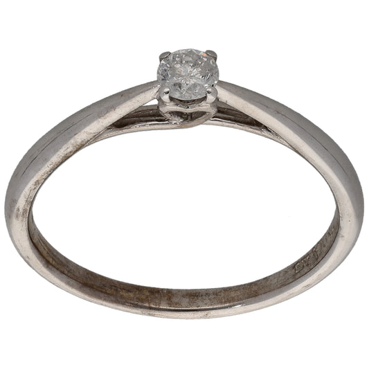 9ct White Gold 0.15ct Diamond Solitaire Ring Size O