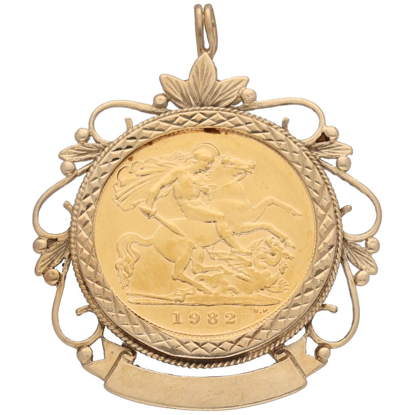 9ct Gold Queen Elizabeth II Half Sovereign Coin Pendant