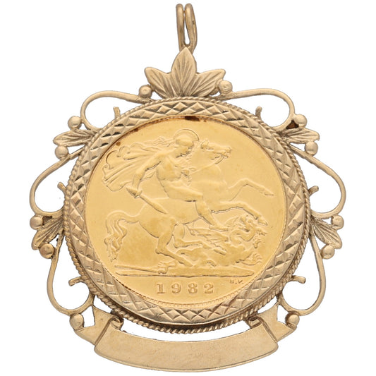 9ct Gold Queen Elizabeth II Half Sovereign Coin Pendant