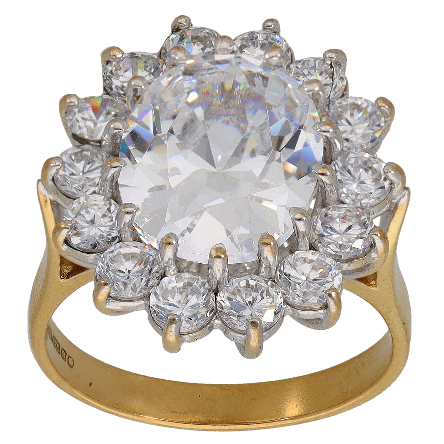 9ct Gold Cubic Zirconia Cluster Ring Size O