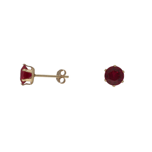 New 9ct Gold Red Cubic Zirconia Stud Earrings