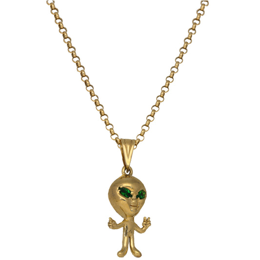 9ct Gold Imitation Alien Pendant With Chain