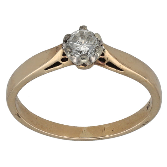 9ct Gold 0.25ct Diamond Solitaire Ring Size L
