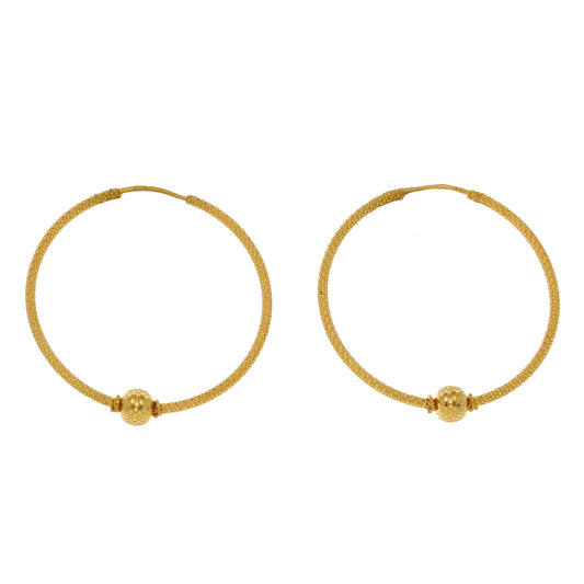 New 22ct Gold Bead Hoop Earrings